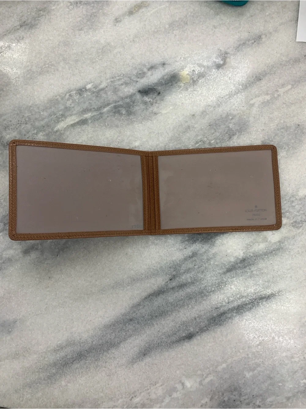 Louis Vuitton Taiga Brown Leather Bifold ID Card Case Wallet